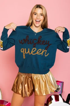 Clearance Queen Of Sparkles Bronze & Gold Leather Swing Shorts