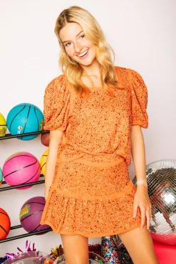 Shop Queen Of Sparkles Burnt Orange Rhinestone Skirt