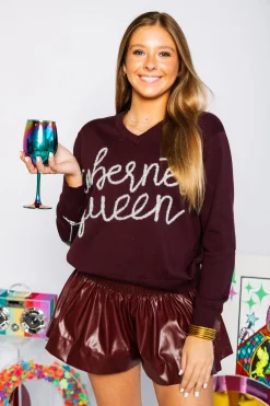 Store Queen Of Sparkles Cabernet Queen Sweater