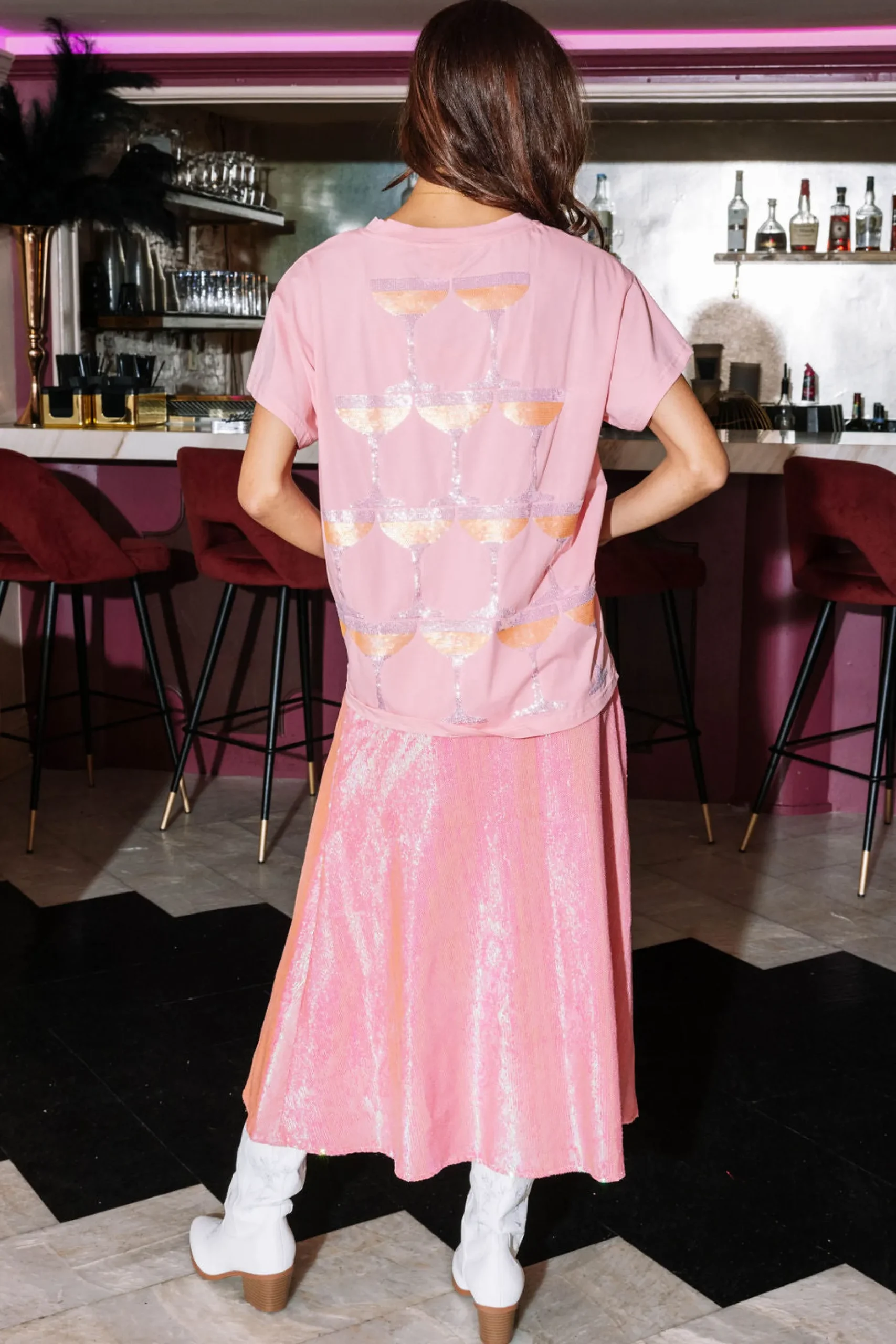 Best Queen Of Sparkles Champagne Tower Tee Light Pink