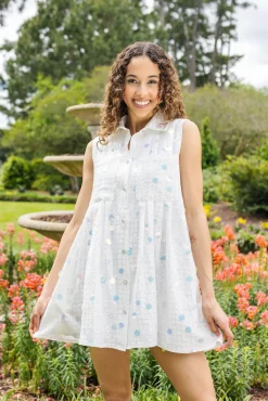 Fashion Queen Of Sparkles Checker Pailette Collar Dress White