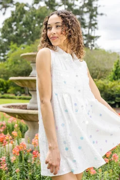 Fashion Queen Of Sparkles Checker Pailette Collar Dress White