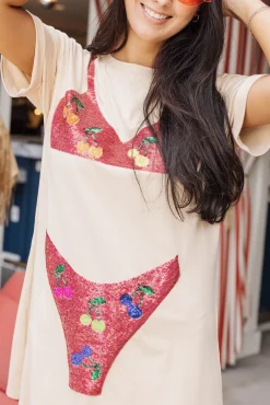 Cheap Queen Of Sparkles Cherry Qos Bikini Coverup Tan