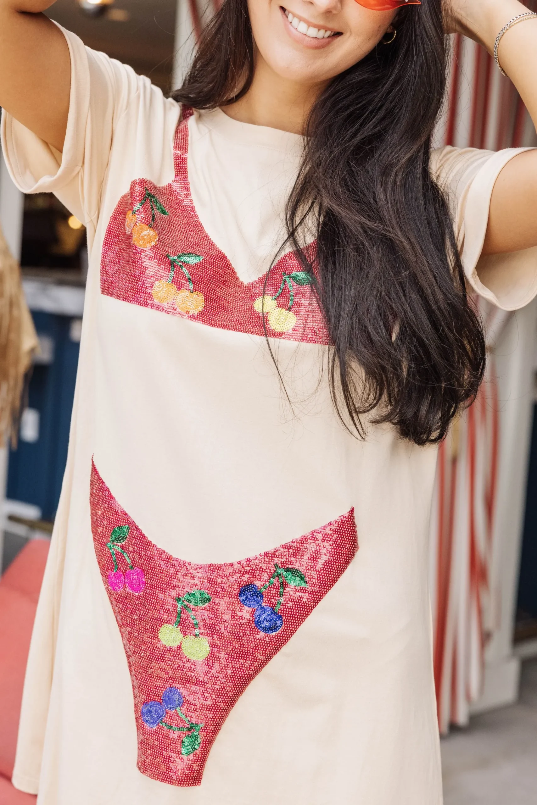 Cheap Queen Of Sparkles Cherry Qos Bikini Coverup Tan