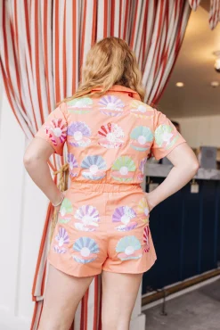Discount Queen Of Sparkles Clam Romper Orange