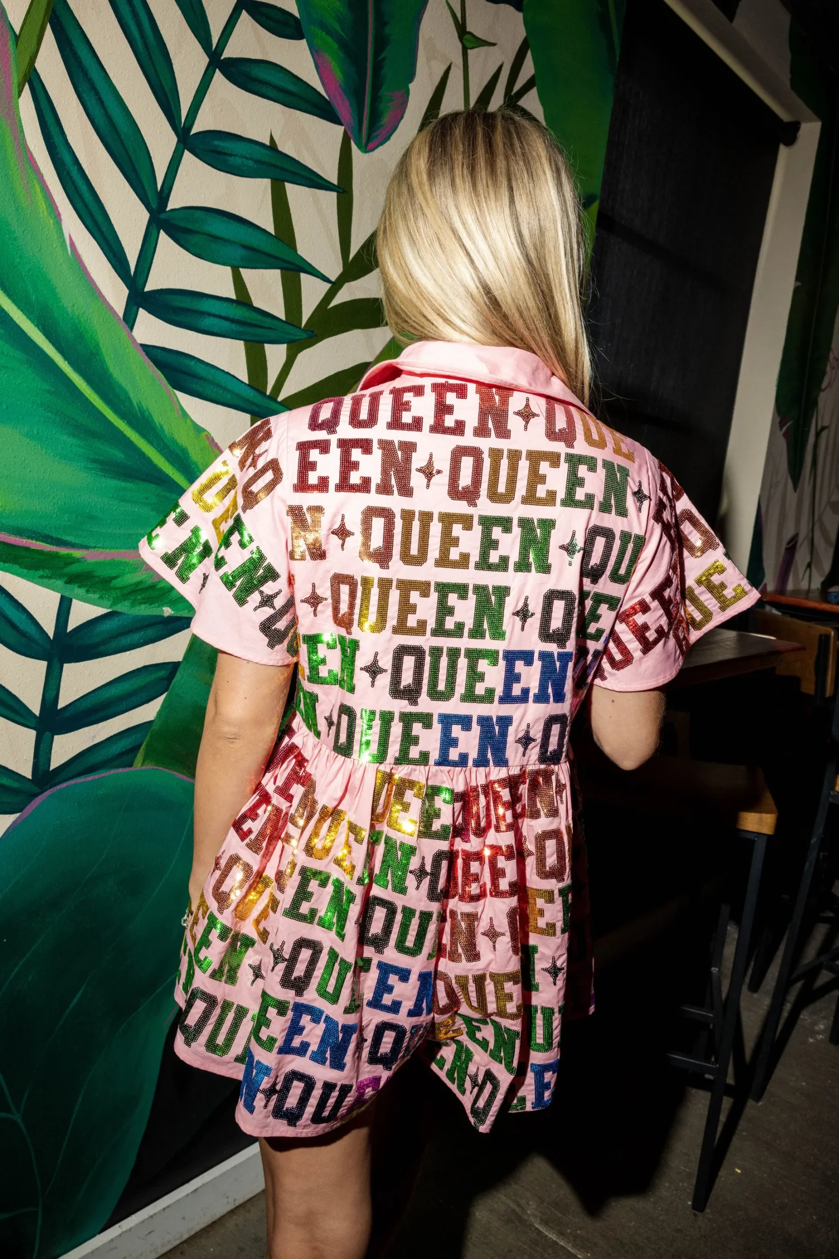 Flash Sale Queen Of Sparkles Collar Rainbow Queen Romper Pink