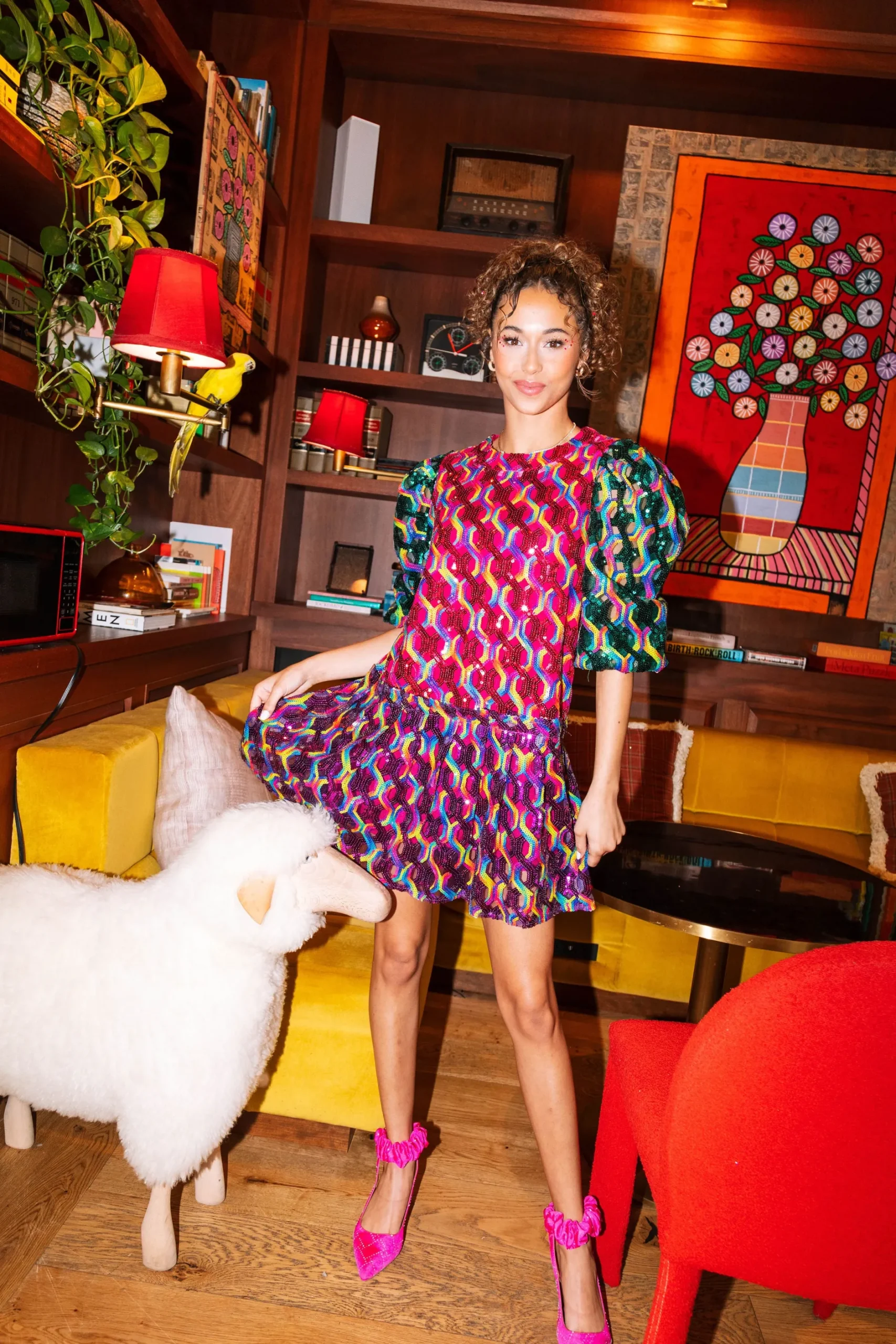 Fashion Queen Of Sparkles Colorblock + Rainbow Sequin Dress