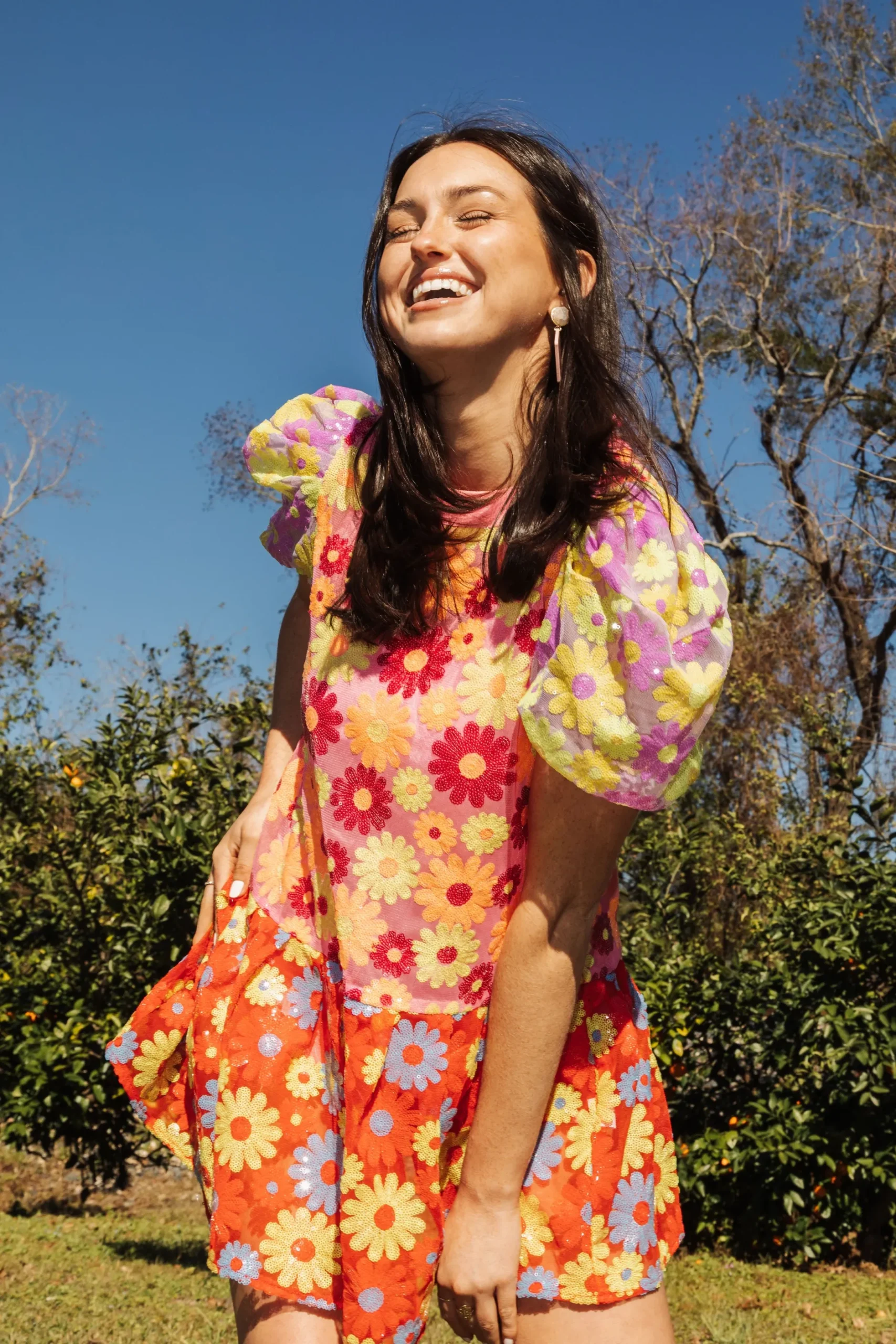 New Queen Of Sparkles Colorblock Daisy Dress