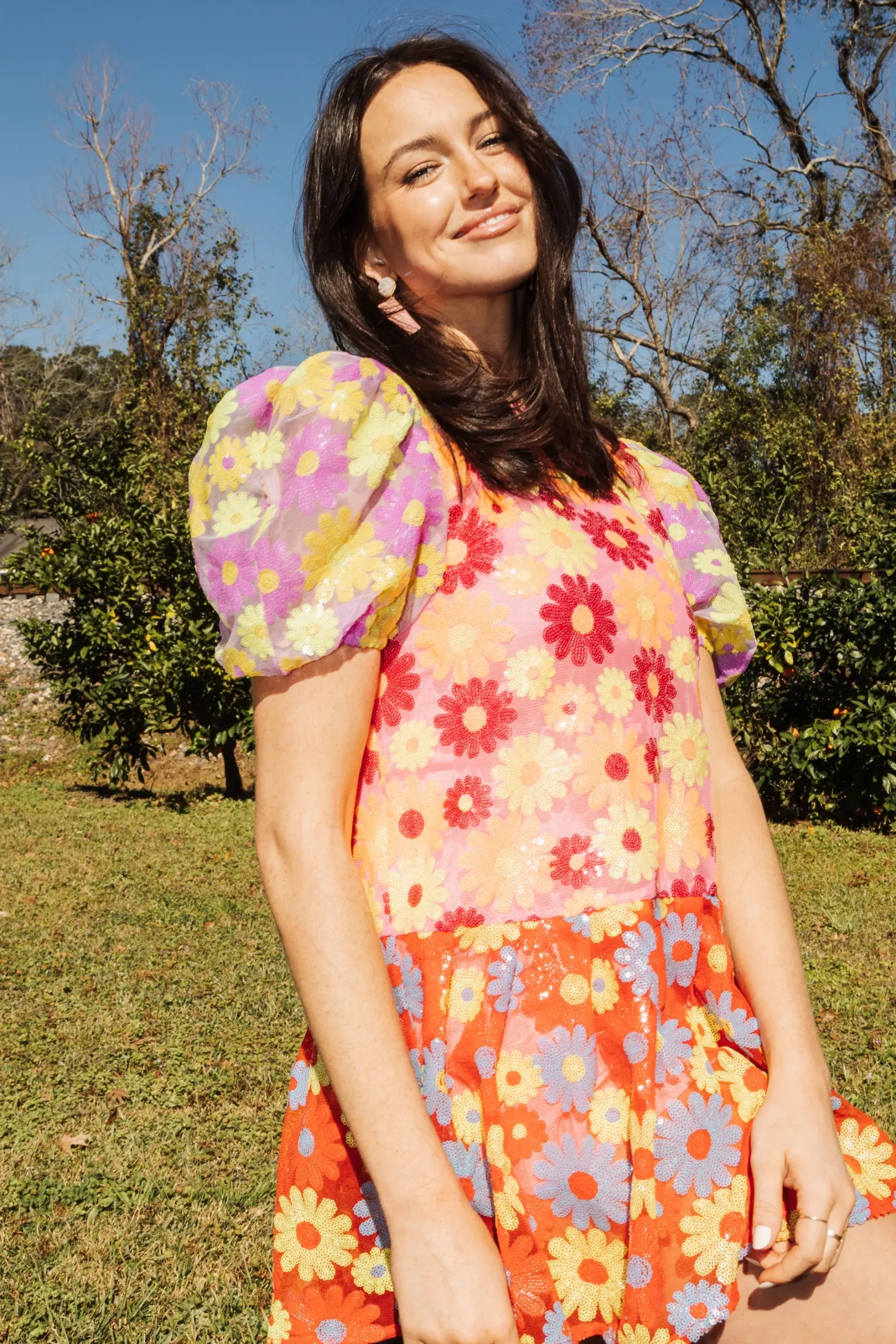 New Queen Of Sparkles Colorblock Daisy Dress