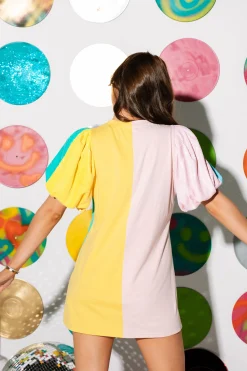 Outlet Queen Of Sparkles Colorblock Sequin Poof Sleeve Tee Dress