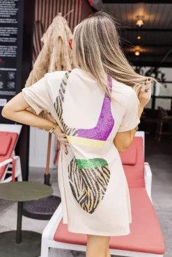 Best Sale Queen Of Sparkles Colorblock Tiger Bikini Coverup Tan
