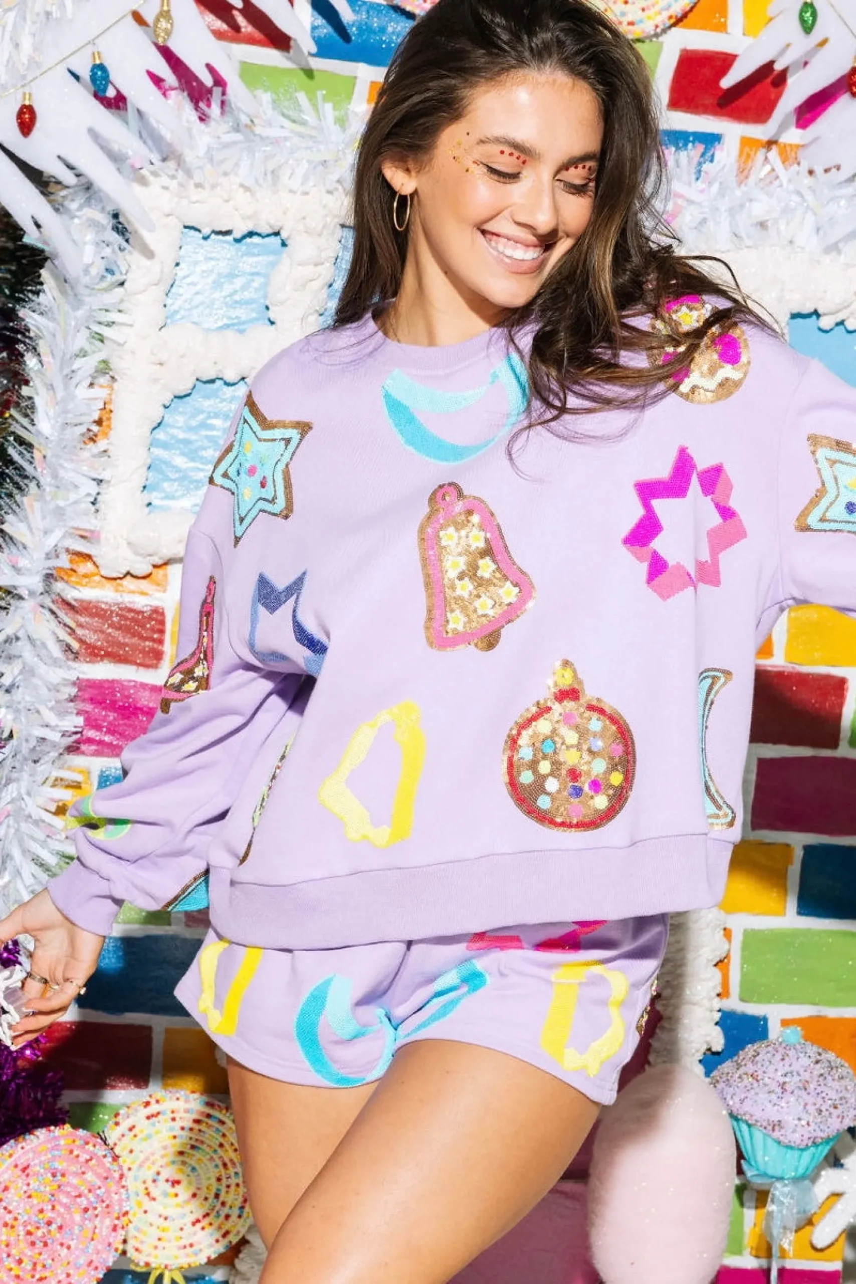 Sale Queen Of Sparkles Cookie Cutter Sweatshirt Lavender