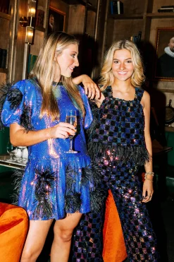 Clearance Queen Of Sparkles Copper Sequin Feather Dress
