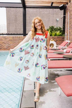 Outlet Queen Of Sparkles Coral Tie Maxi Aqua