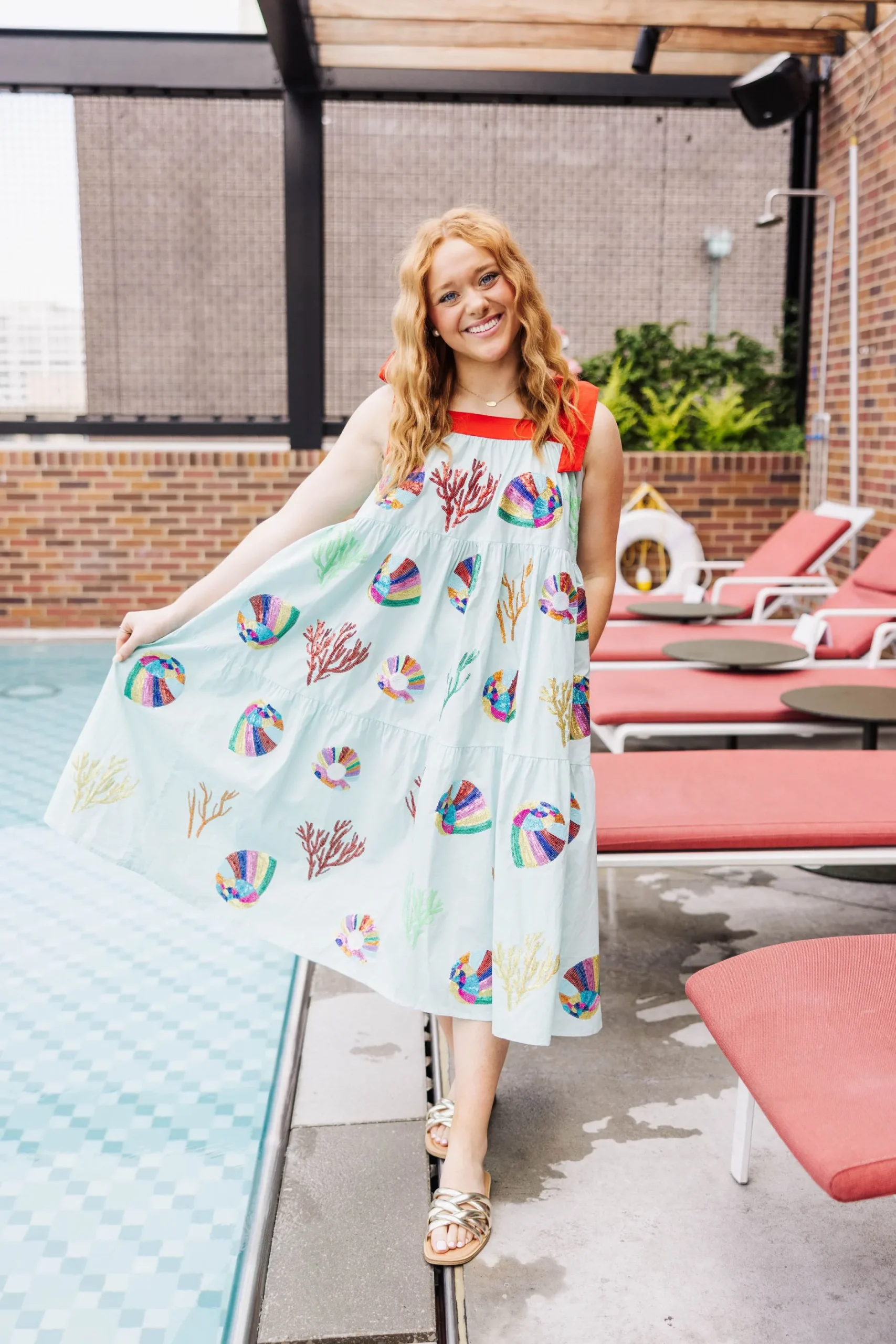 Outlet Queen Of Sparkles Coral Tie Maxi Aqua