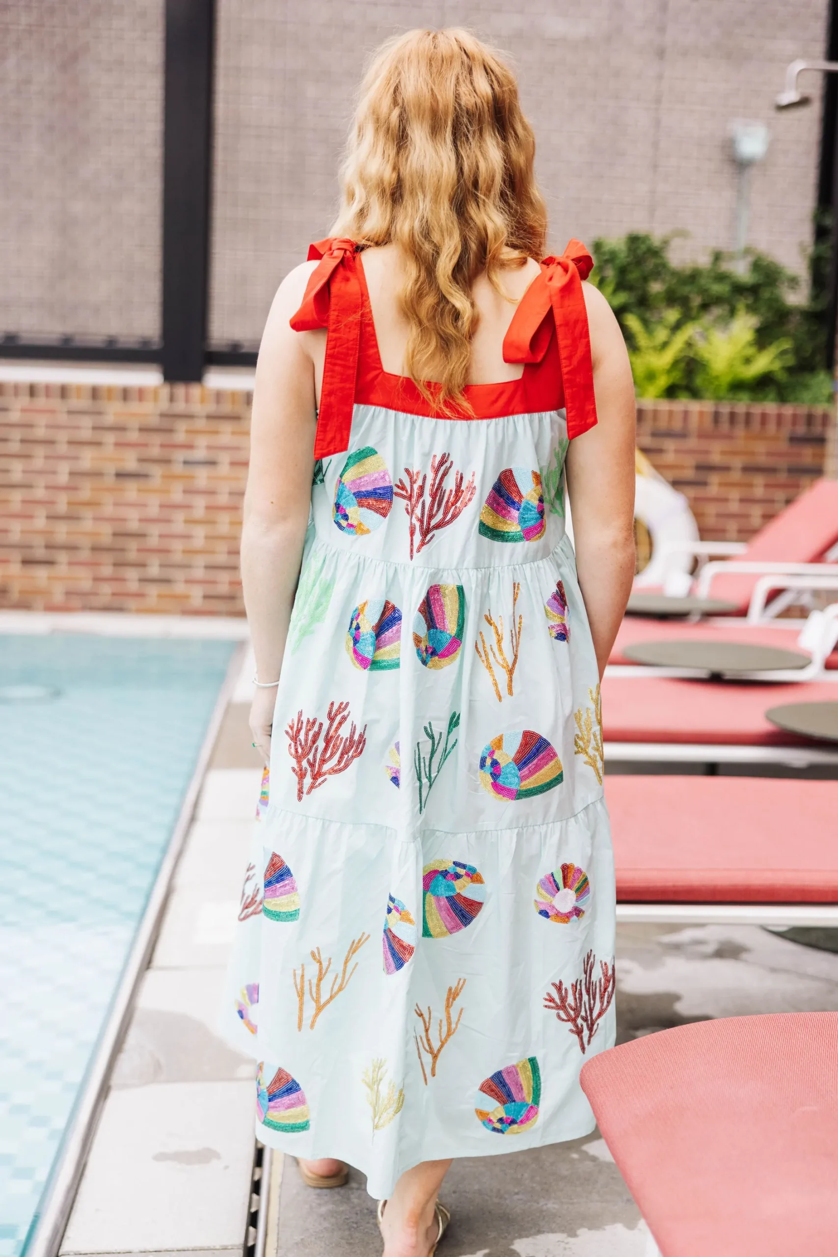 Outlet Queen Of Sparkles Coral Tie Maxi Aqua
