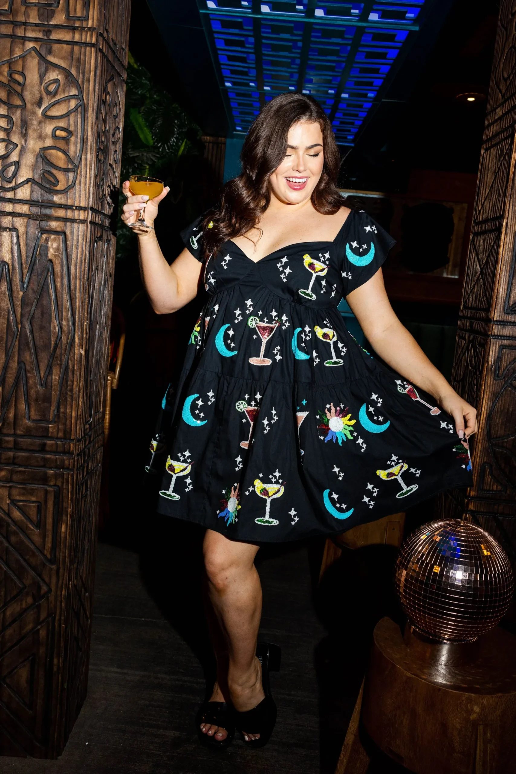 New Queen Of Sparkles Cosmos Dress Black