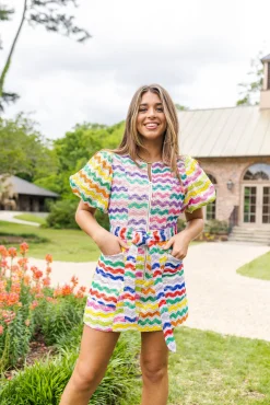 Online Queen Of Sparkles Crochet Poof Sleeve Tie Dress