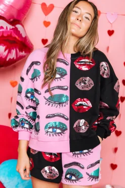Shop Queen Of Sparkles Eyes & Lips Colorblock Shorts