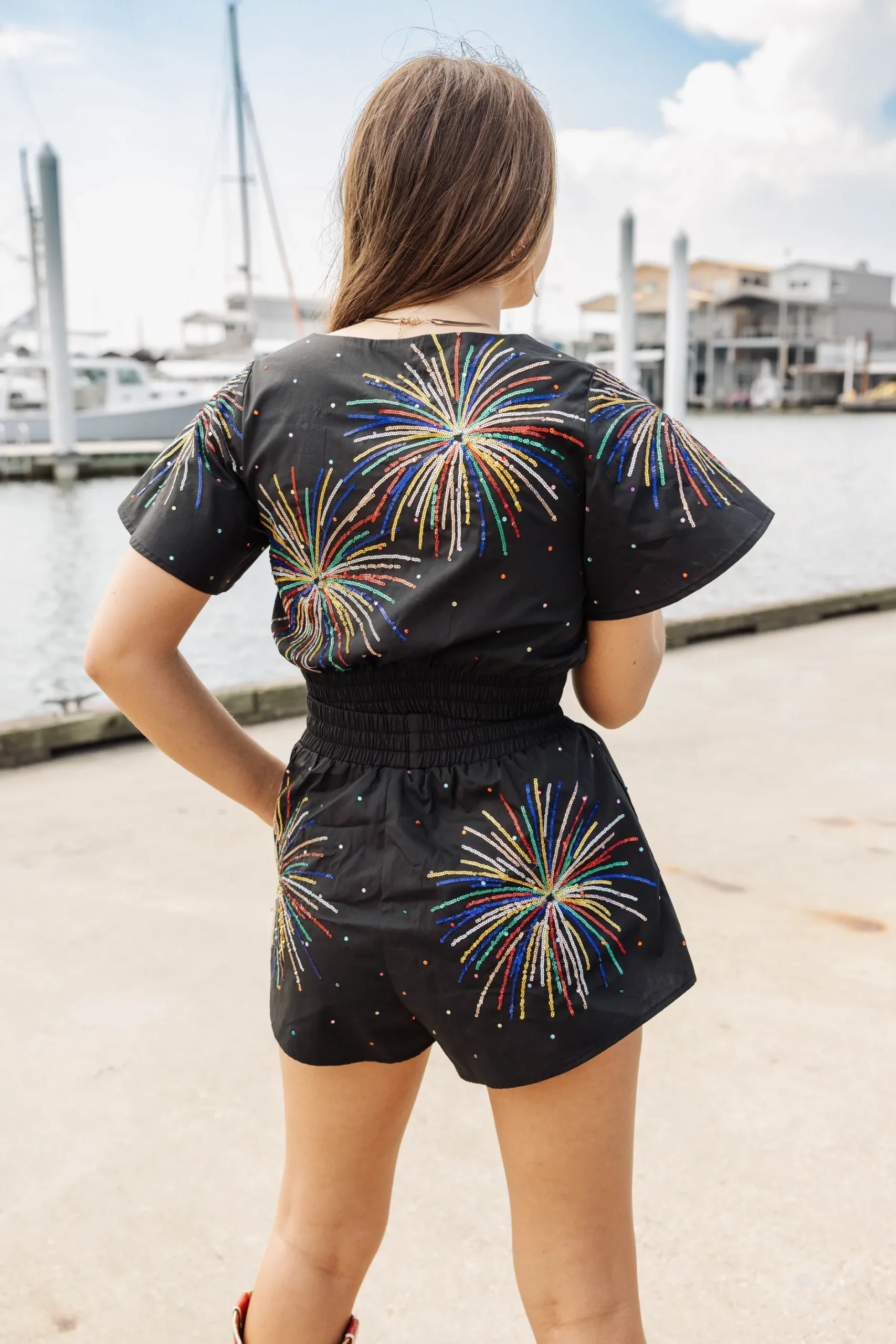 Best Queen Of Sparkles Firework Short Sleeve Top Black