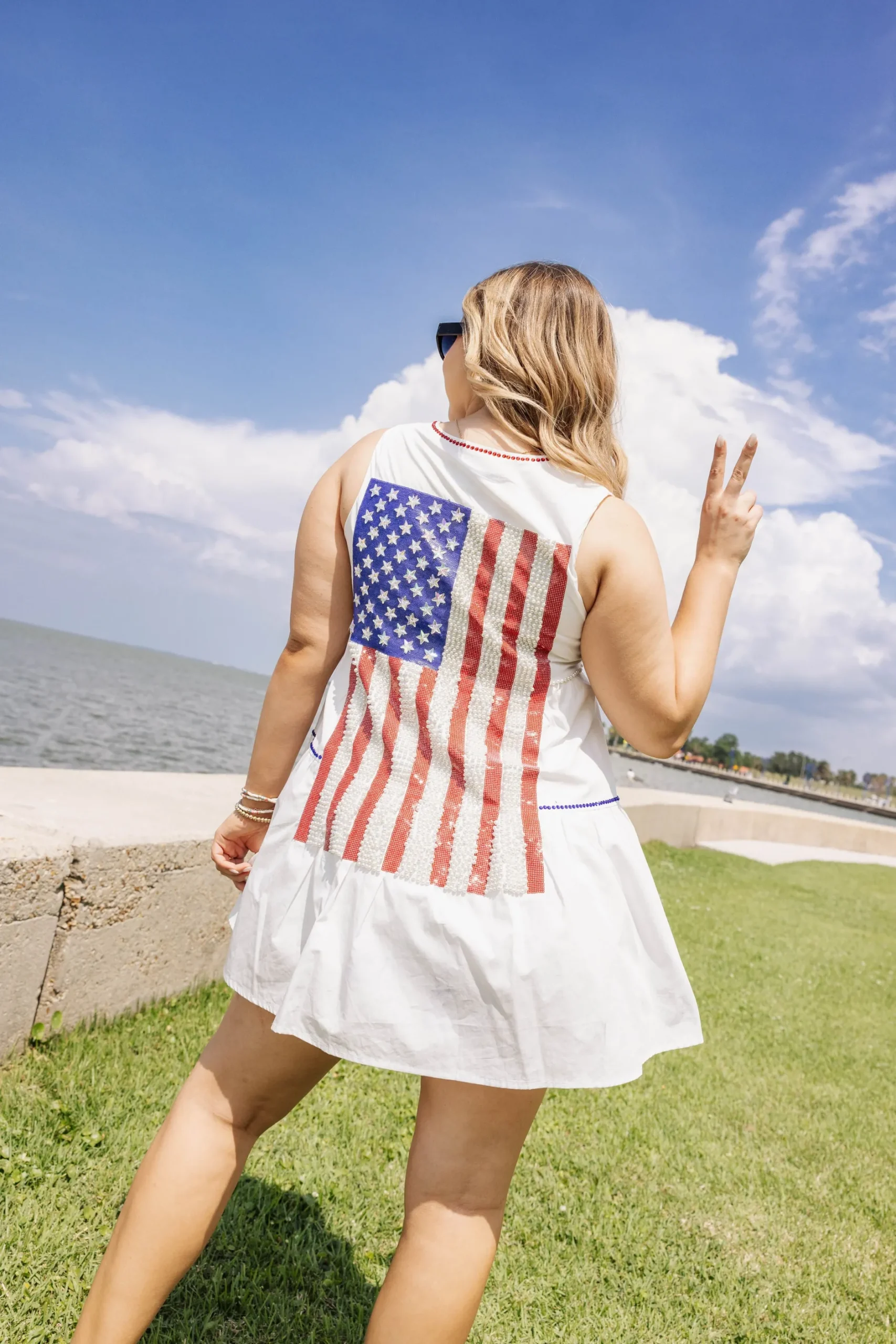 Online Queen Of Sparkles Flag Back Dress