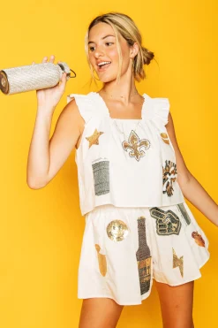 Best Sale Queen Of Sparkles Fleur De Lis Icon Top