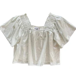 Cheap Queen Of Sparkles Flutter Top Warm Silver