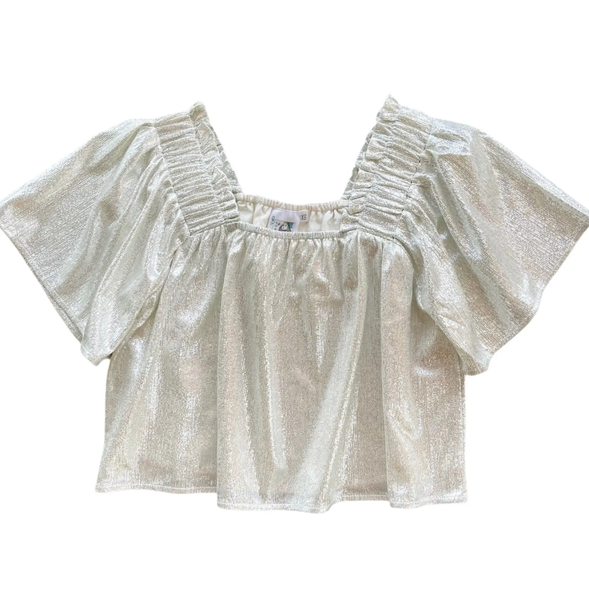 Cheap Queen Of Sparkles Flutter Top Warm Silver