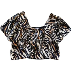 New Queen Of Sparkles Flutter Top Tiger Print