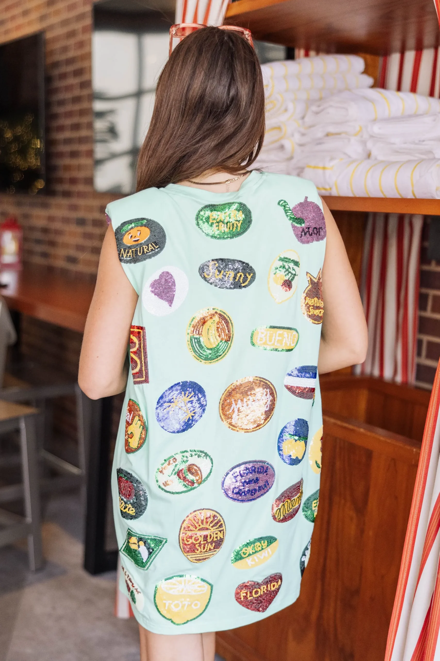 Cheap Queen Of Sparkles Fruit Sticker Dress Mint