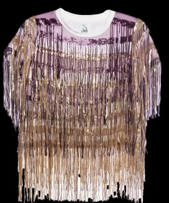 Shop Queen Of Sparkles Full Sequin Fringe Purple & Gold Tee Purple/Gold