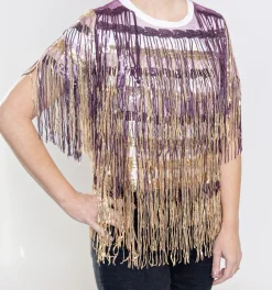 Shop Queen Of Sparkles Full Sequin Fringe Purple & Gold Tee Purple/Gold