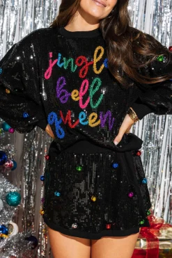Best Queen Of Sparkles Full Sequin Multi Bell Skirt Black