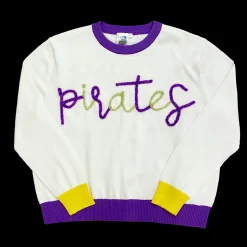 Clearance Queen Of Sparkles Glitter Script "Pirates" Long Sleeve Sweater