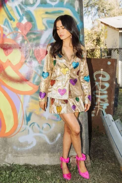 New Queen Of Sparkles Gold Hearts Flounce Skort