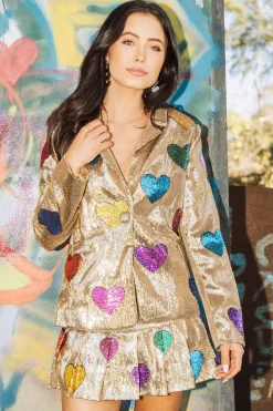 New Queen Of Sparkles Gold Hearts Flounce Skort