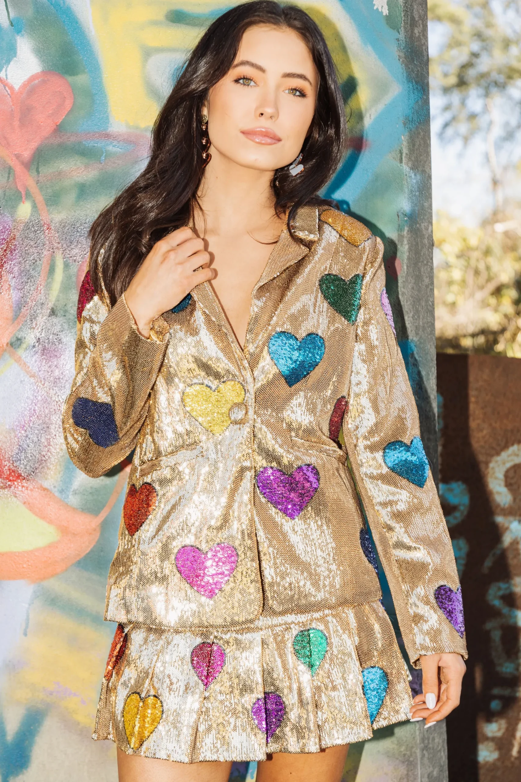 New Queen Of Sparkles Gold Hearts Flounce Skort