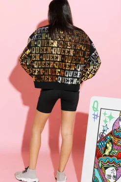 Sale Queen Of Sparkles Gold Queen All Over Sweatshirt Black