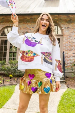Best Queen Of Sparkles Graduation Hat Sweatshirt White