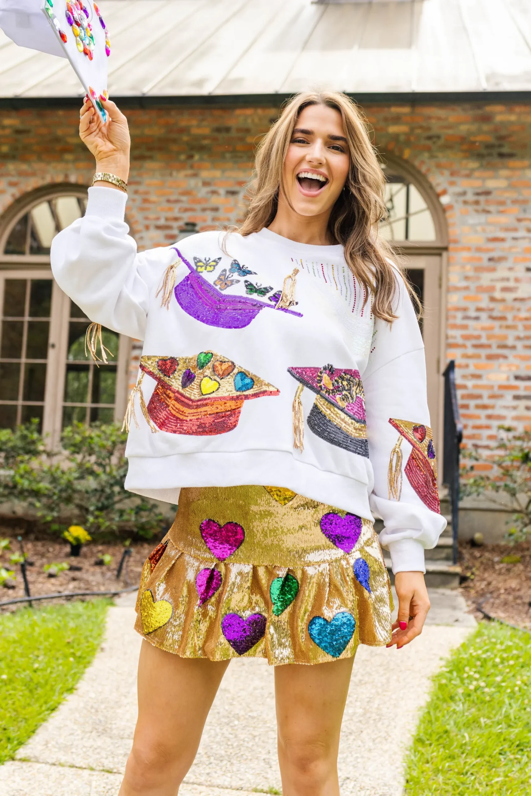 Best Queen Of Sparkles Graduation Hat Sweatshirt White