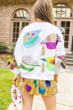 Best Queen Of Sparkles Graduation Hat Sweatshirt White