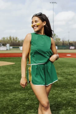 Store Queen Of Sparkles Green & Gold Side Active Short