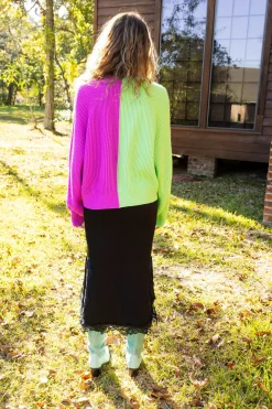 Store Queen Of Sparkles Green & Purple Colorblock Boot Cardigan Green/Purple