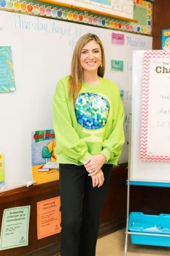 Discount Queen Of Sparkles Green Globe Sweatshirt