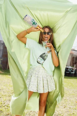 Sale Queen Of Sparkles Green Tweed Pleated Skort