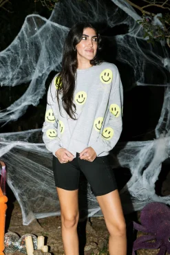 Hot Queen Of Sparkles Grey Smiley & Crossbones Sweatshirt