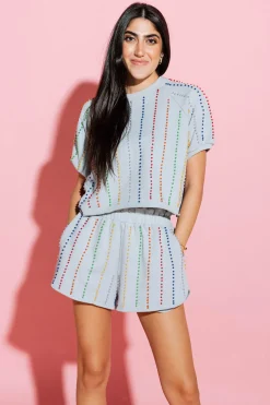 Sale Queen Of Sparkles Grey With Rainbow Pearls Shorts