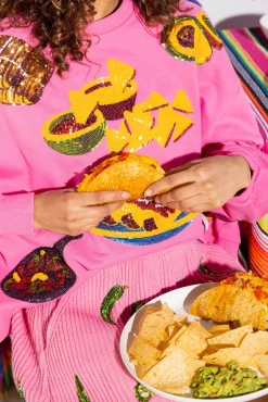 Best Queen Of Sparkles Hot Pink Mexican Food Sweatshirt