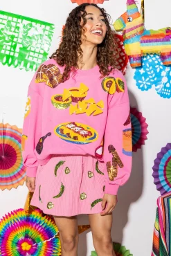 Best Queen Of Sparkles Hot Pink Mexican Food Sweatshirt