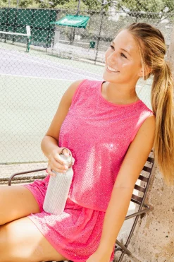 Best Queen Of Sparkles Hot Pink Rhinestone Active Short